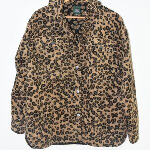 Wild Fable Leopard Print Button-Up Sherpa Jacket - Women's Size Large (L)